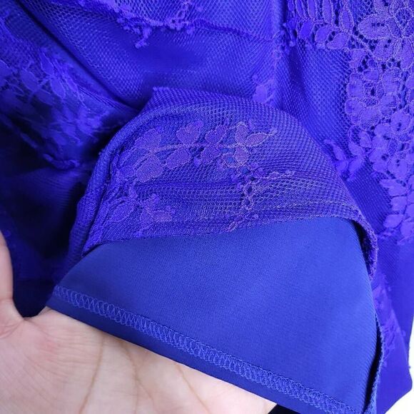 REVOLVE X by NBD Bruna Violet Ruched Lace Long Sleeve Mini Dress Size Small - Picture 8 of 12